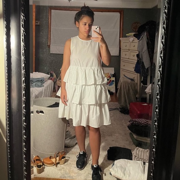 White Tiered Ruffle Midi Dress - Picture 6 of 6